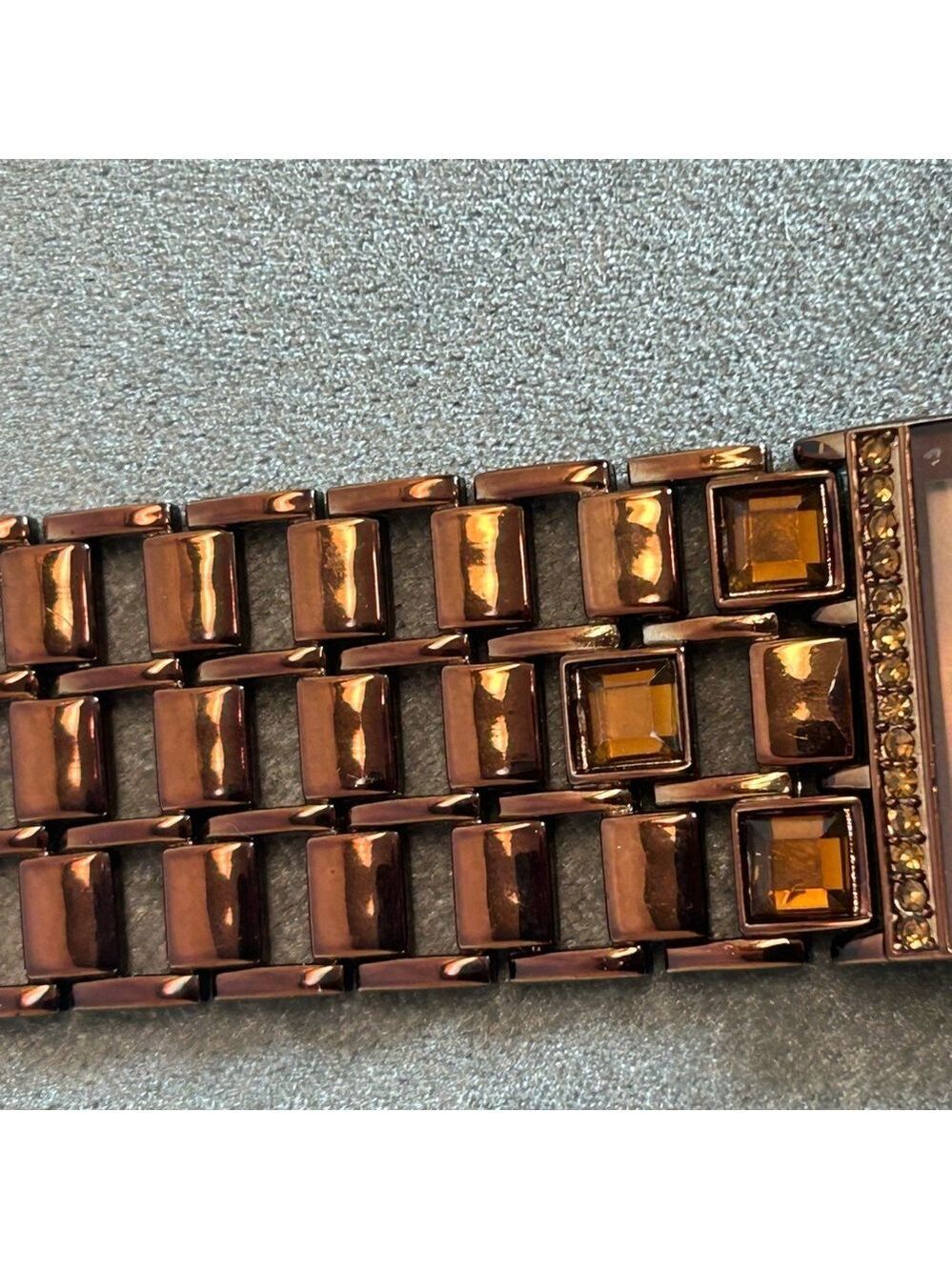 Style & Co. Bronze Amber Crystal rhinestone rectangular watch - Picture 6 of 15